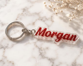 Personalized Acrylic Name Keychain | Custom Glitter Name Keychain | Handmade Gift for Her | Cute Bag Charm | Custom Keyring | Birthday Gift