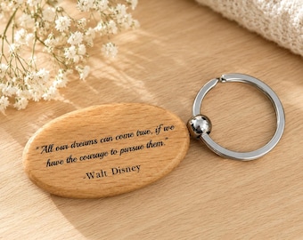 Personalized Wooden Keychain | Custom Engraved Wood Keychain | Inspirational Quote Keychain | Gift for Him & Her | Custom Key Ring