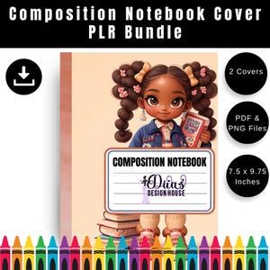 Cute African American Girl Notebook Cover 9 | Printable 7.5x9.75 Composition Book Cover | Back to School Digital Download for Girls