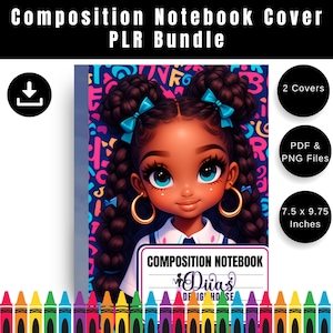 Cute African American Girl Notebook Cover 10 | Printable 7.5x9.75 Composition Book Cover | Back to School Digital Download for Girls
