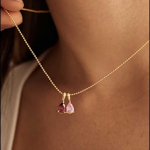 Custom Birthstone Necklace, 14K Gold Diamond Necklace, Dainty Necklace, Minimal Anniversary Family Gift for Mom, Bridal Gift, Gift for Her