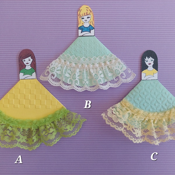 Corner bookmarks, pretty girls with beautiful dresses and lace