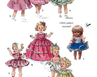 PDF 1950's Simplicity Sewing Pattern for 8" dolls. Free pattern included, for vintage Ginny, Muffie, Alexanderkin.