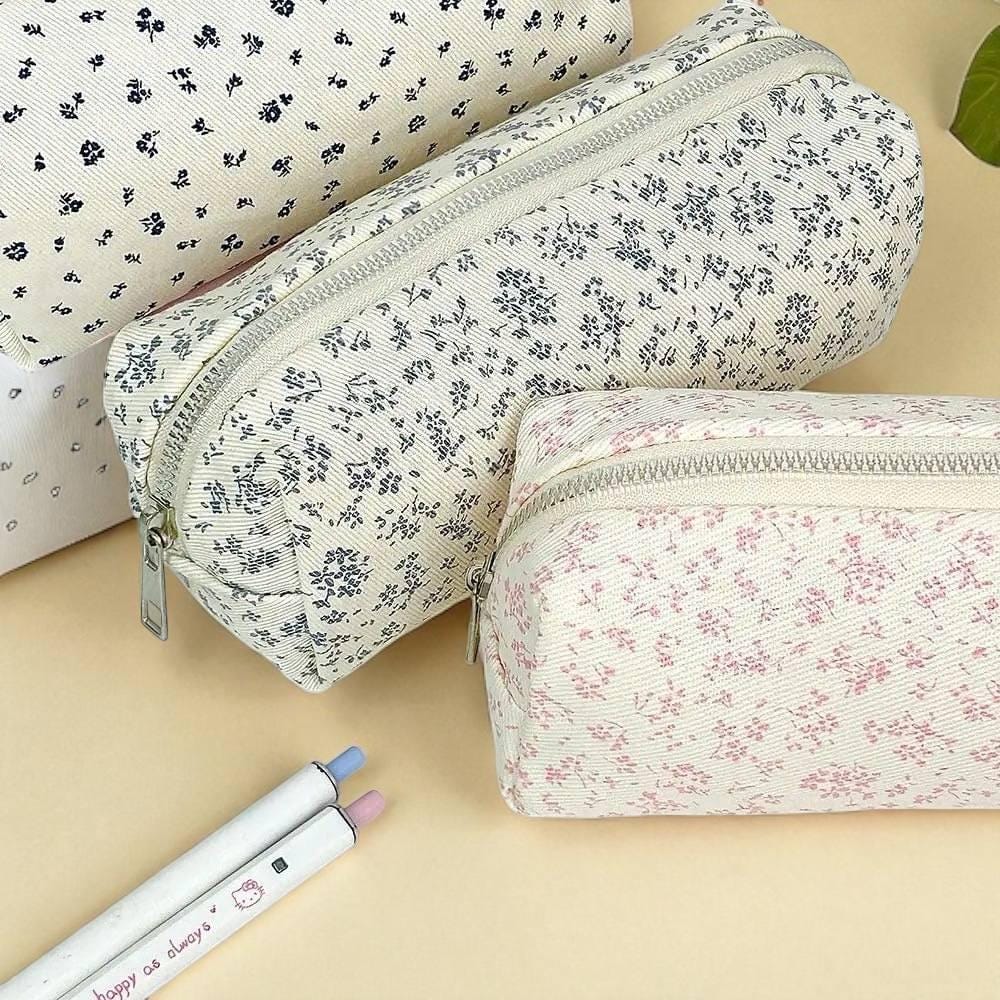 Mimbre Natural Federmäppchen Lila Mit Blumenmuster – 2 Fächer, 20,5x15x9 Cm, Für Schule & Büro