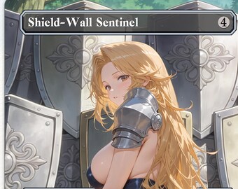 Shield-Wall Sentinel Anime Waifu Proxy Card:  EDH Custom Card