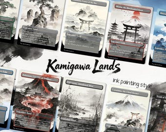 Chinese ink painting style Kamigawa Lands (Channel + Legendary) | (18 Cards) for Your Commander Decks, English Cards, Full Art Proxies