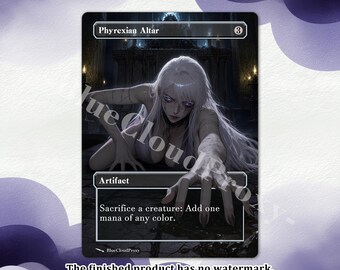 Phyrexian Altar Magic Proxy Card, Anime Gothic Waifu edh proxy, Full Art Commander EDH Playtest Card