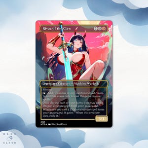 Rivaz of the Claw Anime Waifu Custom Proxy Card Single Card For EDH Commander Gift For Mtg gamer,mtg gamer gift,Custom Card Deck