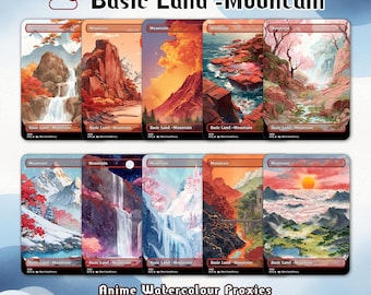 Watercolor Anime Mountain Proxy Cards:  EDH Commander - Set of 10