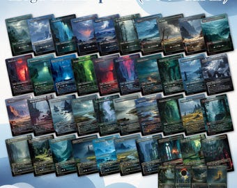 Dark fantasy Oil Painting Mage Lands Proxy Set: (50+ cards) Full Art Proxies for Your Commander Decks, English Cards, Land packs