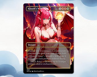 Klauth’s Will Anime Waifu  Proxy Card: EDH Commander, Custom Art