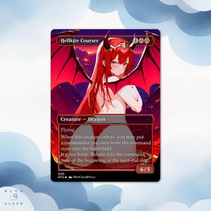 Hellkite Courser Anime Waifu Custom Proxy Card Single Card For EDH Commander Gift For Mtg gamer,mtg gamer gift,Custom Deck Dragons