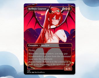 Hellkite Courser Anime Waifu  Proxy Card: EDH Commander, Custom Art