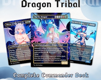 Dragon Tribal Proxy Deck 100 Cards (100 Cards + Tokens), Anime Waifu Full Commander Proxy Deck for EDH, The Ur Dragon Commander