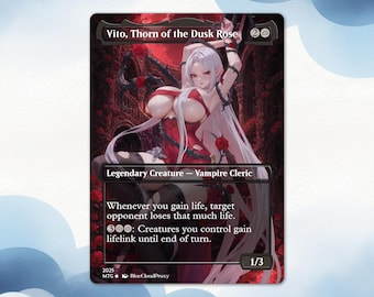 Wampiry plemię — Vito, Cierń Róży Zmierzchu Anime Waifu Karta Proxy: EDH Custom Card, Anime Vampire Waifu