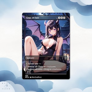 Crux of Fate Anime Waifu Proxy Card: EDH Commander MTG Gift