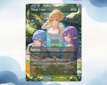 Three Visits Anime Waifu Proxy Card:  EDH Custom Card