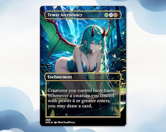 Temur Ascendancy Anime Waifu Proxy Card: EDH Commander