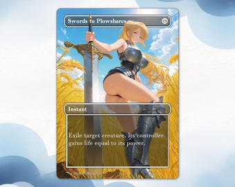 Swords to Plowshares Anime Waifu Proxy Card:  EDH Custom Card
