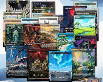 Ontwerp in olieverfschilderijstijl EDH Mega Land Pack | 54 volwaardige proxy's voor je Commander-decks