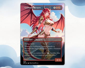 Goldspan Dragon Anime Waifu Proxy Card:  EDH Gamer Gift