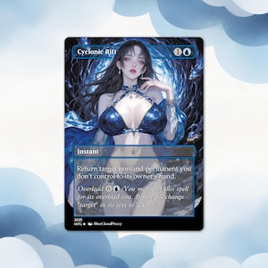 Custom (Cyclonic Rift) Anime Waifu Proxy Card - EDH Commander Perfect Gift for MTG Fans