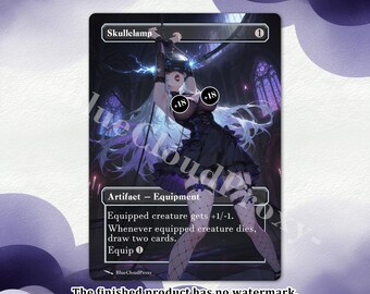 Custom Magic Proxy Skullclamp - Anime Waifu Original Art - Full Art Commander EDH Playtest Card