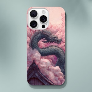 Mystic Japanese Dragon iPhone Hülle - Kühnes Abendhimmel Design, schützende Hülle, mythische asiatische Kunst