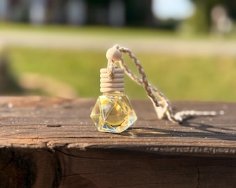 Désodorisant parfumé pour voiture, Diffuseur suspendu, Bouteille en verre rechargeable