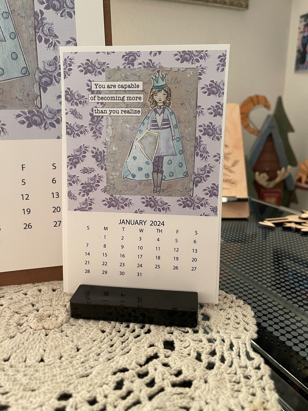 2024 Monthly 4x6 Inch Desk Art Calendar With Stand 12 Art Etsy