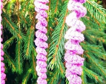 Fleurs de glycine au crochet faites main - Décoration de jardin suspendue violette