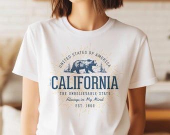 Retro California T-Shirt Vintage-Looking CA Souvenir Shirt from California Souvenirs and Gifts for Her or Him by Treaja®