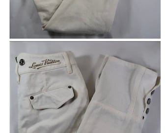 LOUIS VUITTON WHite Cotton Denim Cropped Lowrise Capri Pants Jeans Small 36 2 3 4