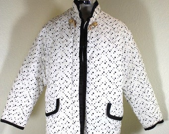 VERSUS VERSACE Padded Filled Lining Black White Quilted Jacket Coat 38 5 6 7