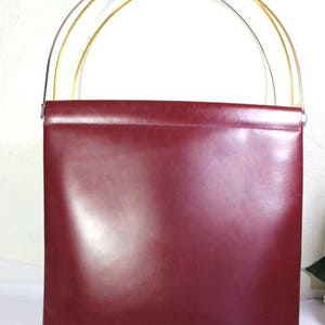 Vintage Cartier Trinity Maroon Leather Tote Shoulder Handbag Hand Bag France