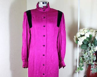 Vintage Rare NINA RICCI Boutique Pink Long Sleeve Dress Evening Gown 6 7 8