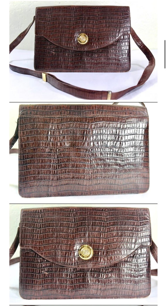 Guy Laroche Croc Print brown shoulder bag, handbag