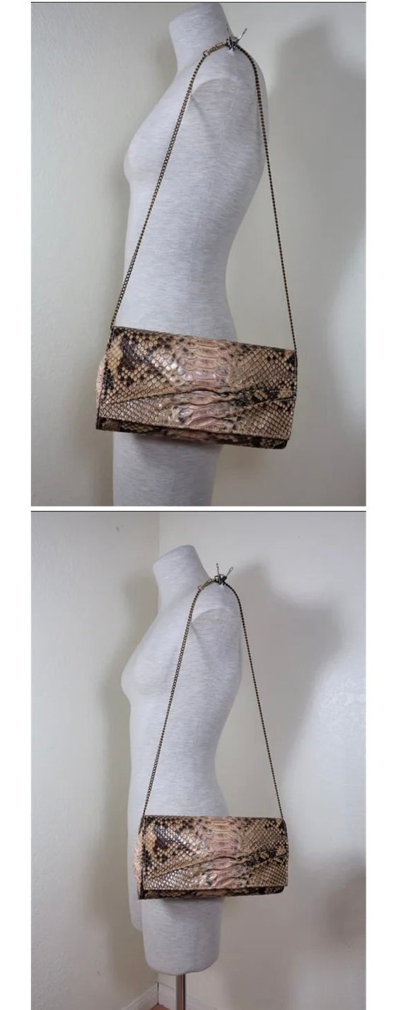 Ghibli Italy Snakeskin Snake Leather Large Clutch Shoulder Bag