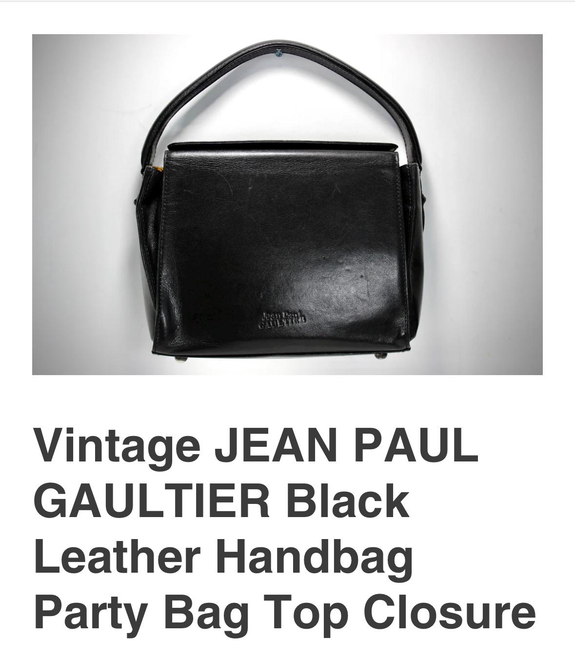 バッグ VTG Jean Paul Gaultier Black Bum Bag Vintage JEAN PAUL GAULTIER Black Leather Handbag Party Bag Top