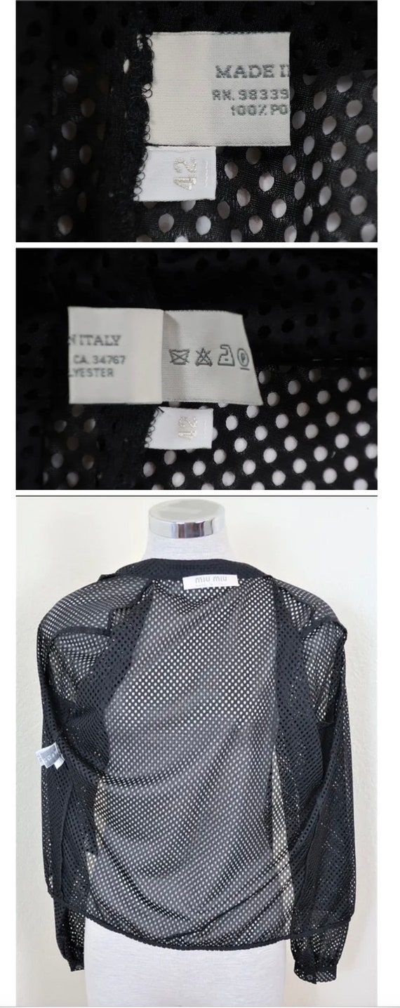 MIU MIU Mesh Perforated Black Button Sweater Jack… - image 3