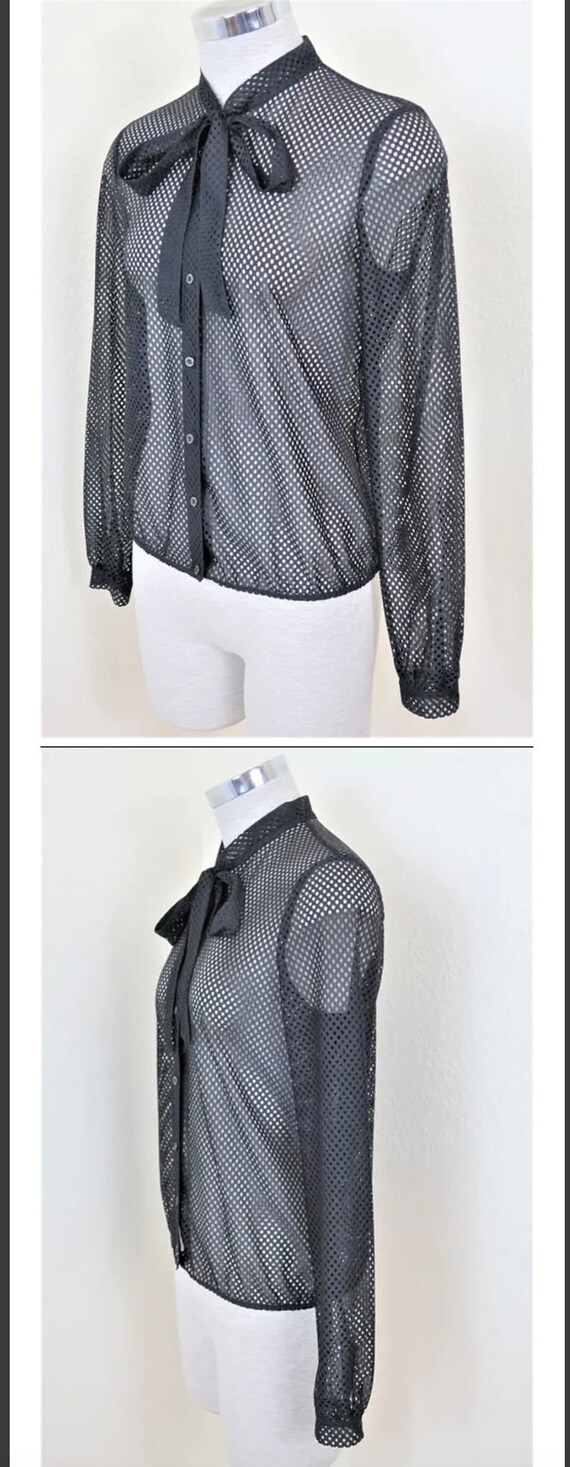 MIU MIU Mesh Perforated Black Button Sweater Jack… - image 7