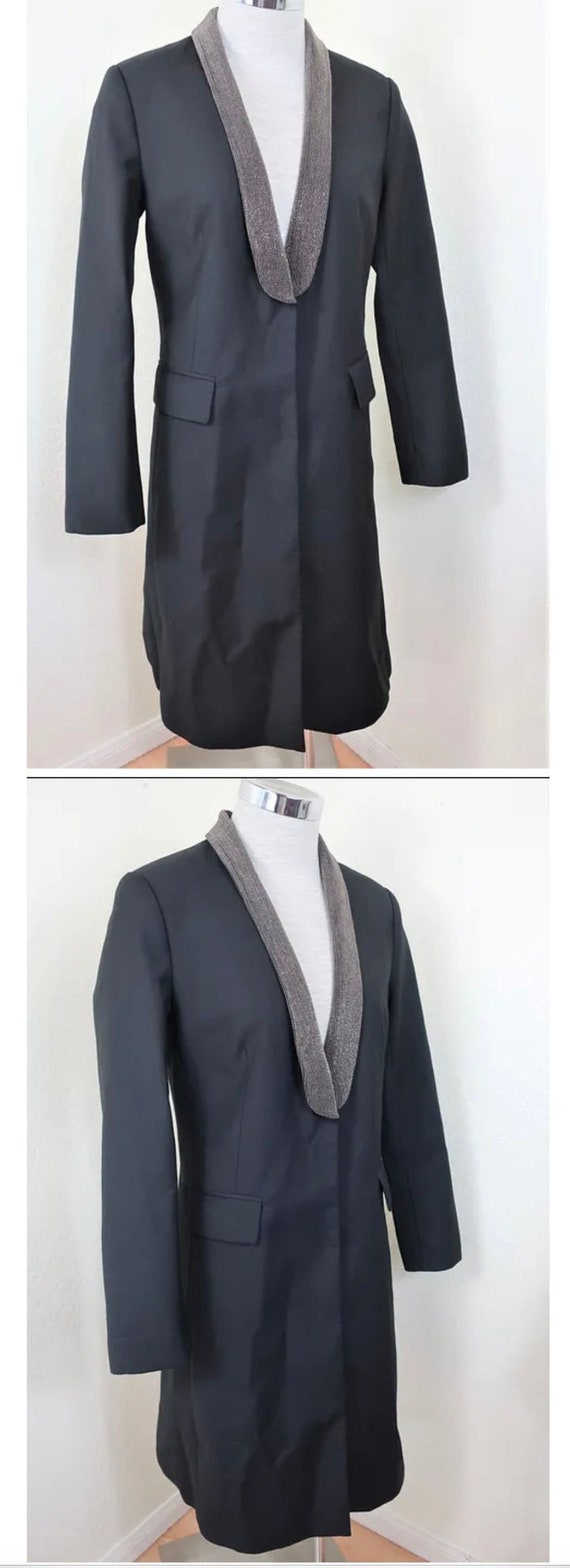 Brunello Cucinelli, BRUNELLO CUCINELLI Black Full Length Wool Blazer Jacket W/ Monili Studs 36 Small 2 3 4
