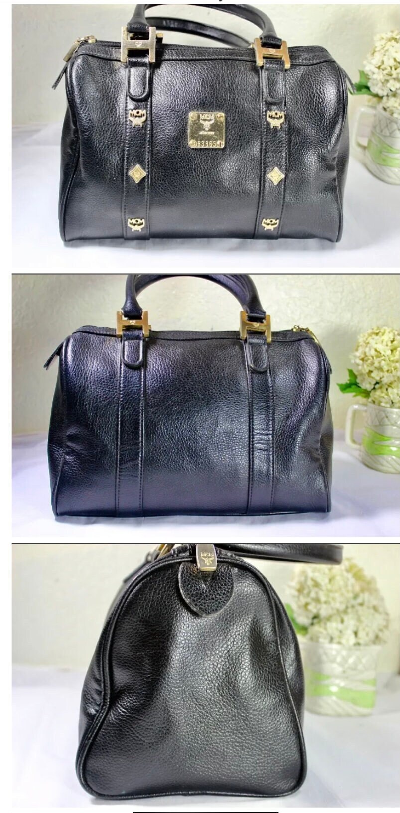 MCM Vintage leather Boston bag Black ref.538611 - Joli Closet