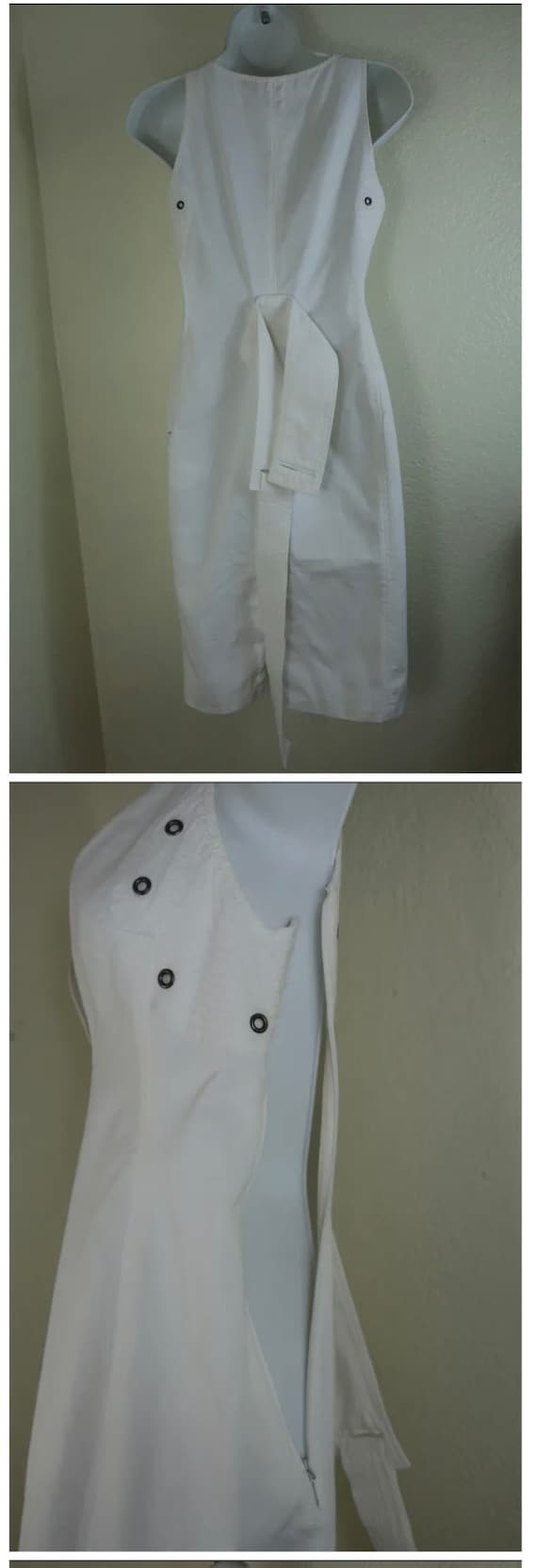 Vintage GUCCI Tom Ford White Mini Belted Cotton D… - image 5