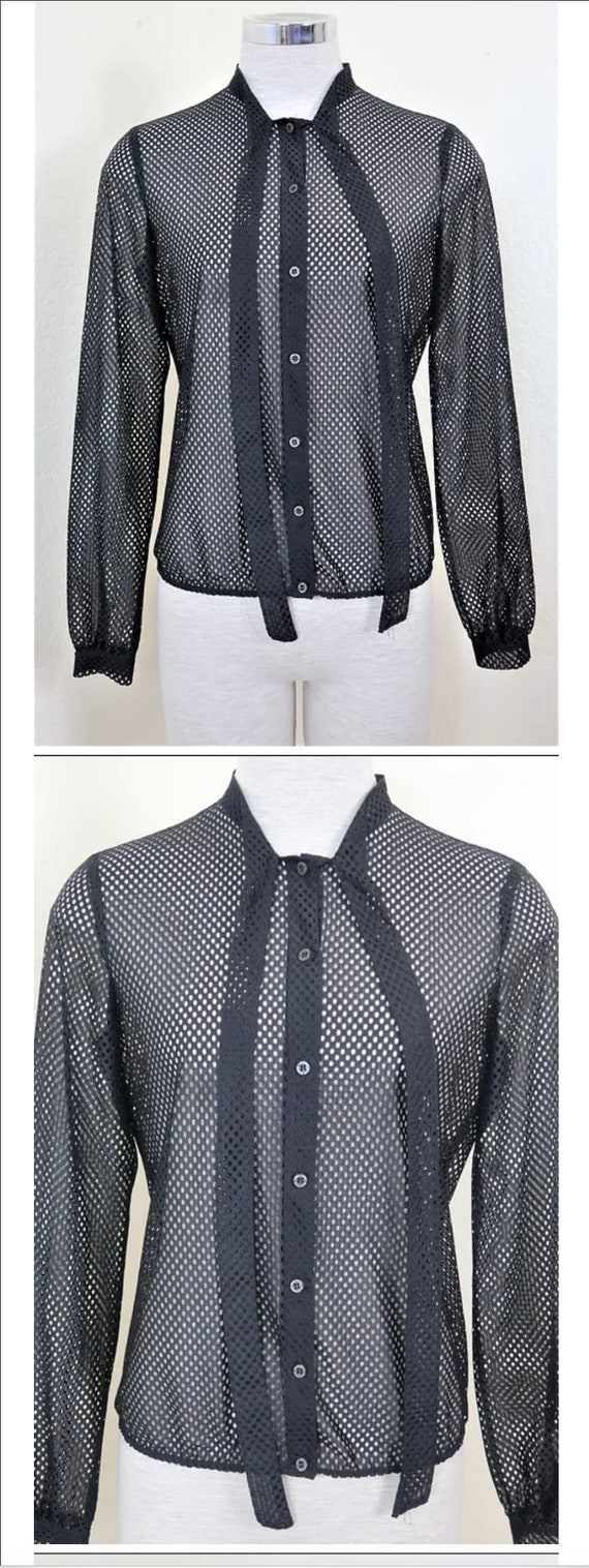 MIU MIU Mesh Perforated Black Button Sweater Jack… - image 6