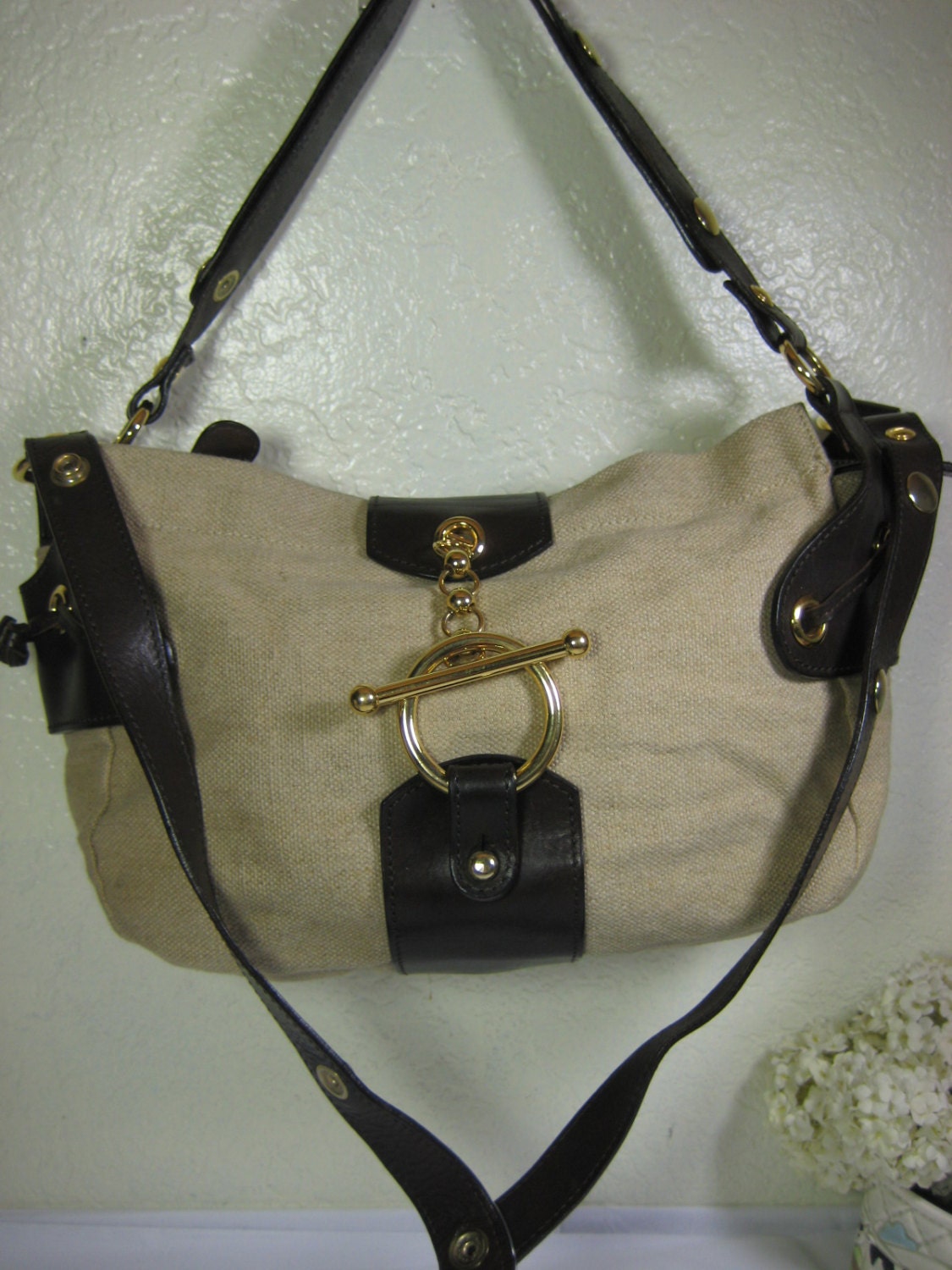 90s Marni Canvas & Leather Two-way Shoulder Hobo Sling Bag Italy 