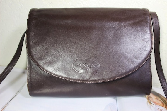 Vintage LANVIN Brown Leather Classic Shoulder Bag - image 1