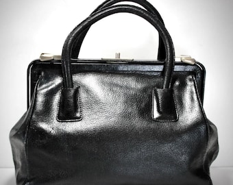 Vintage Prada Leather Purse Bag Lock and Key Black Prada Doctors