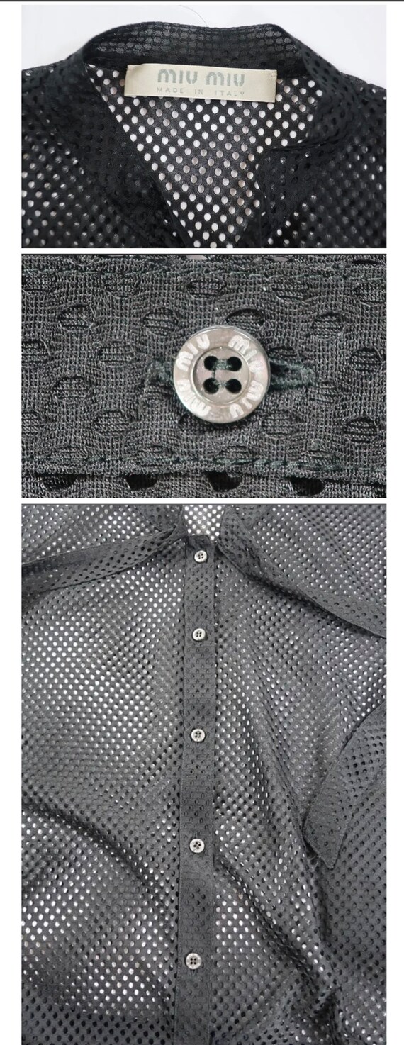 MIU MIU Mesh Perforated Black Button Sweater Jack… - image 4