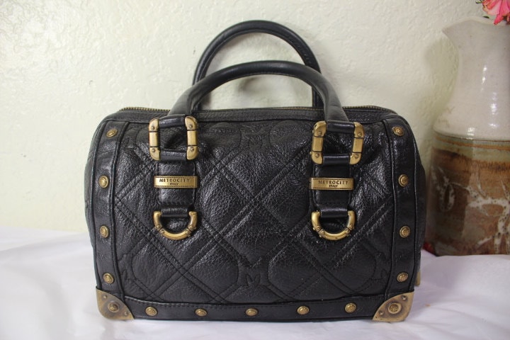 Vintage Metrocity Braccialini Black & Gold Handbag Purse